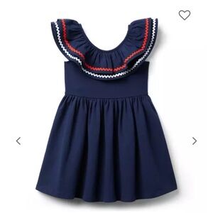 • Janie and Jack • Girls Ric Rac Ruffle Dress
Navy Blue / Red 3